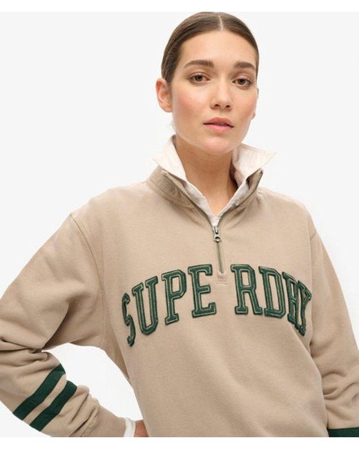 Superdry Natural & Co Athletic Essentials Applique Half Zip Sweatshirt