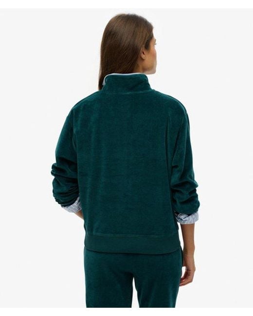 Superdry Green & Co Velour Half Zip Sweatshirt