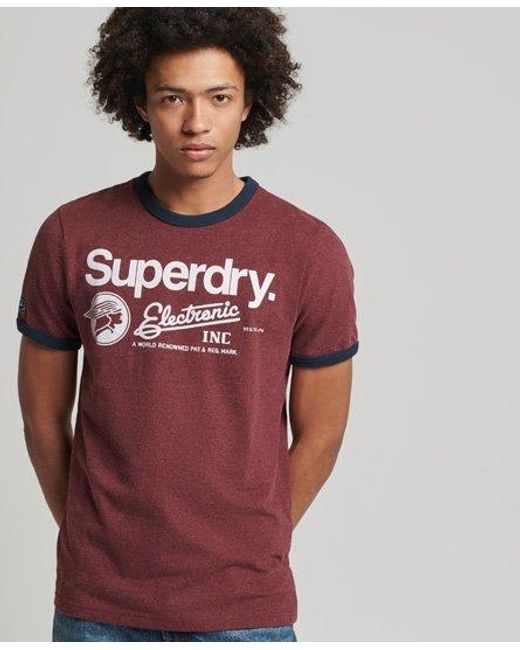 Superdry Vintage Crossing Lines Ringer T-shirt in Red for Men | Lyst