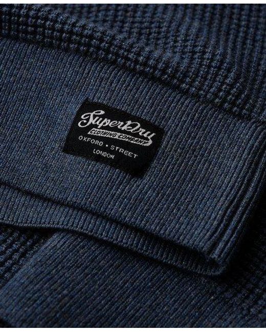 Superdry Blue Textured Crew Knitted Jumper for men