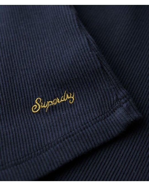 Superdry Blue & Co Athletic Essentials Lace Trim V-neck Top