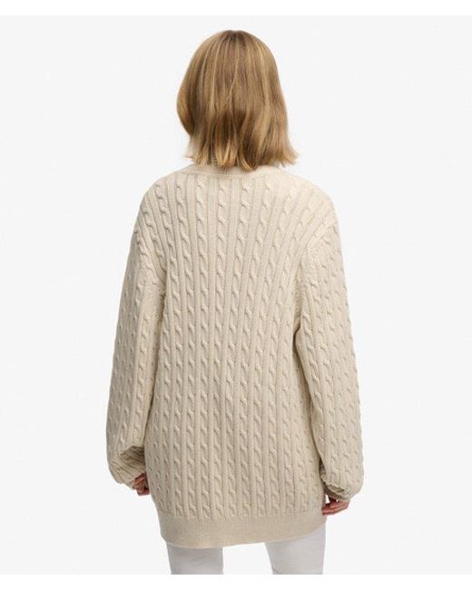 Superdry Natural & Co Oversized V Neck Cable Jumper