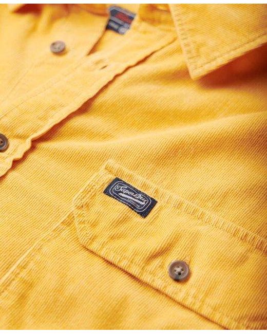 Chemise à manches longues en velours côtelé fin Superdry pour homme en coloris Yellow