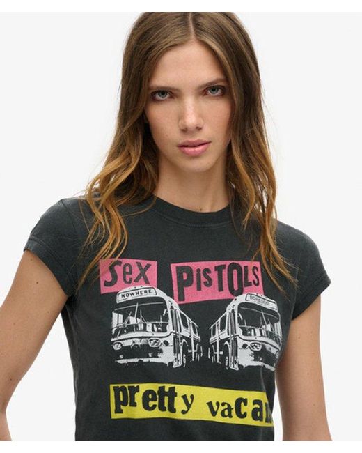 Superdry Gray Sex Pistols Limited Edition Cap Sleeve T-shirt