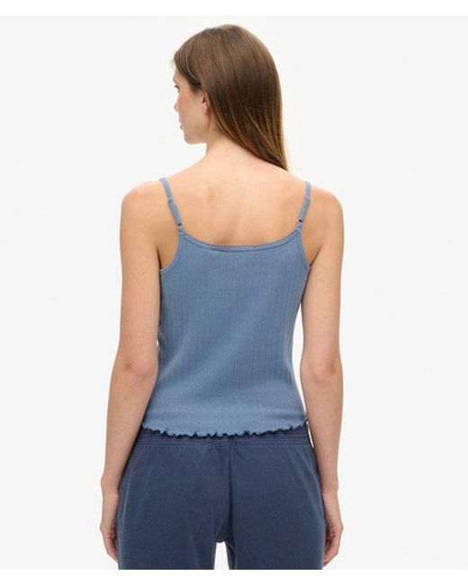 Superdry Blue & Co Athletic Essentials Graphic Pointelle Cami Top