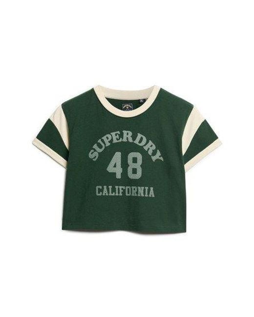 T-shirt à motif athletic ringer Superdry en coloris Green