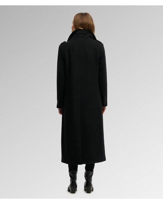 Superdry Black & Co Double Breasted Wool Blend Coat