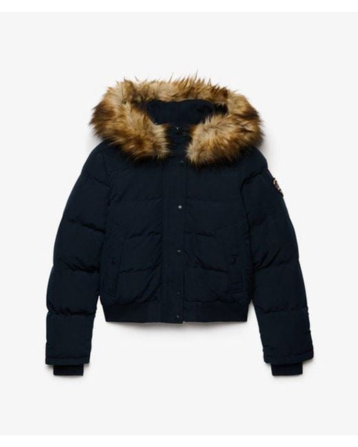 Superdry Blue Everest Hooded Bomber Jacket