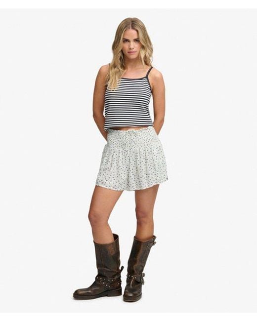 Superdry White & Co Printed Mini Smocked Shorts