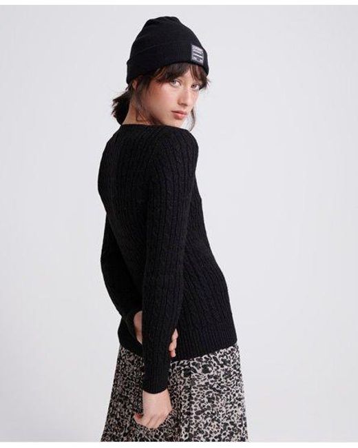 Superdry Black Croyde Cable Knit Jumper Sparkle