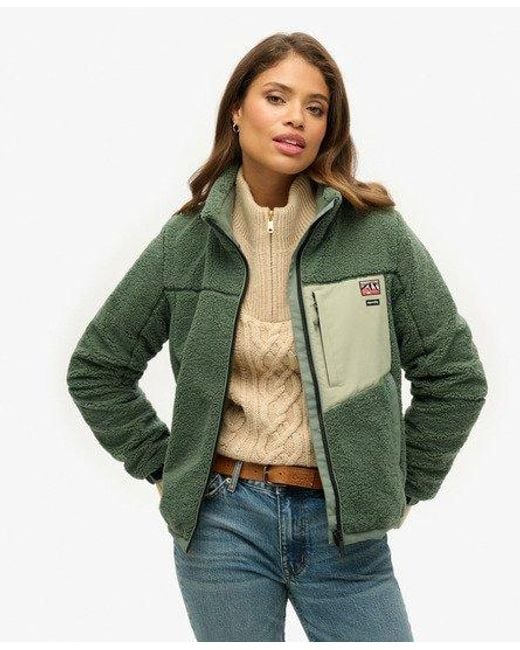 Superdry Green Classic Non Hooded Borg Jacket