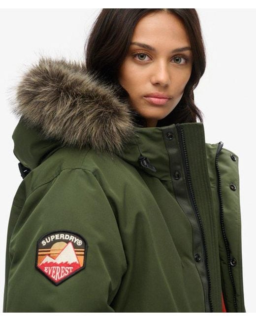 Superdry Green Classic Oversized Everest Faux Fur Bomber Jacket