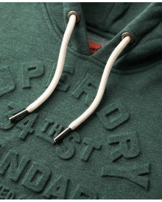 Superdry Green Embossed Logo Graphic Hoodie for men