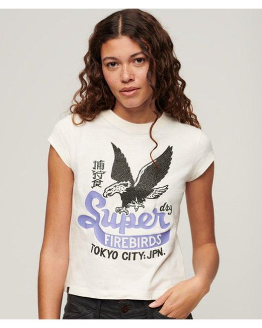 Superdry White & Co Embellished Poster Cap Sleeve T-shirt