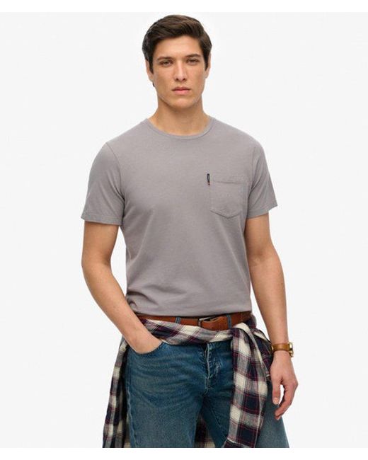 Superdry Gray Classic Essential Pocket T-shirt for men