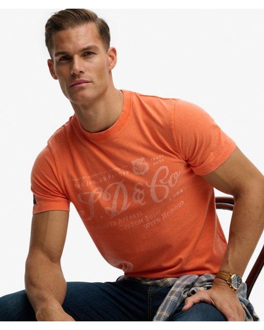 Superdry Orange Industry Worker Relaxed T-shirt for men
