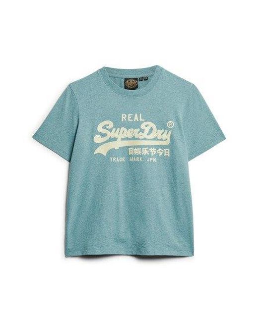 Superdry Blue Embroidered Vintage Logo T-shirt