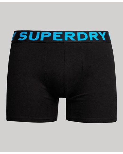 Superdry Black Organic Cotton Boxer Triple Pack for men