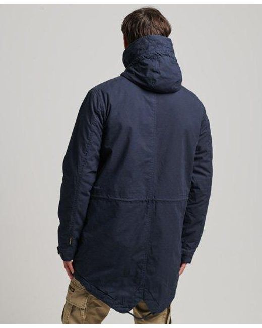 Superdry Blue Military Fishtail Parka Jacket Eclipse for men