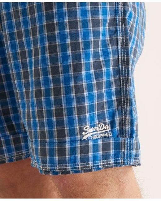 Superdry Blue Poolside Shorts Theydon Check for men