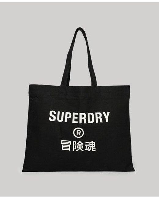 Superdry Black Logo Print Tote