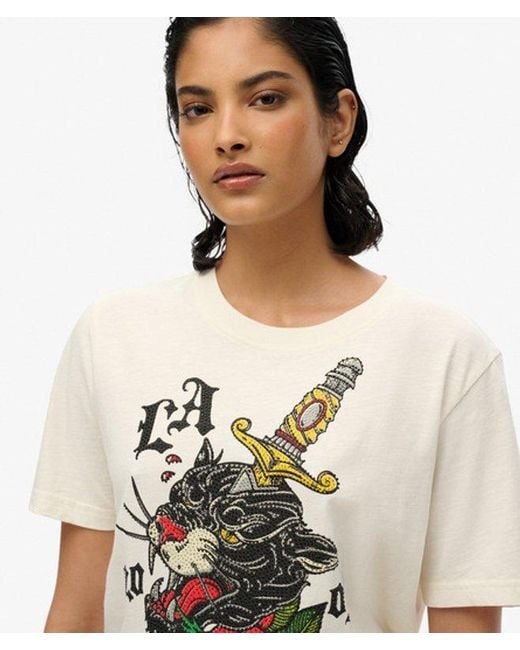 Superdry White Neo Trad Tattoo Relaxed T-Shirt