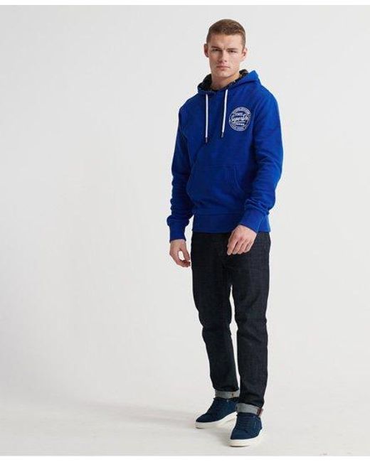 Superdry Blue Super 5's Loopback Hoodie Vivid Cobalt for men