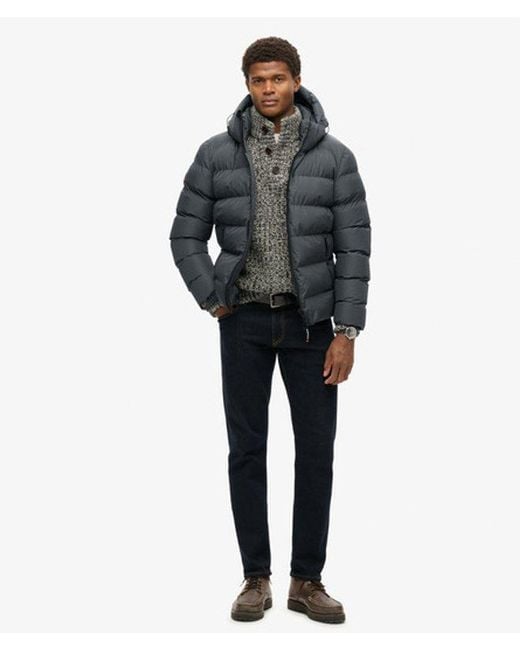 Superdry Black & Co Hooded Sports Puffer Jacket for men