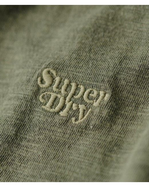 Superdry Green & Co Classic Logo Embroidered Slub V-neck T-shirt