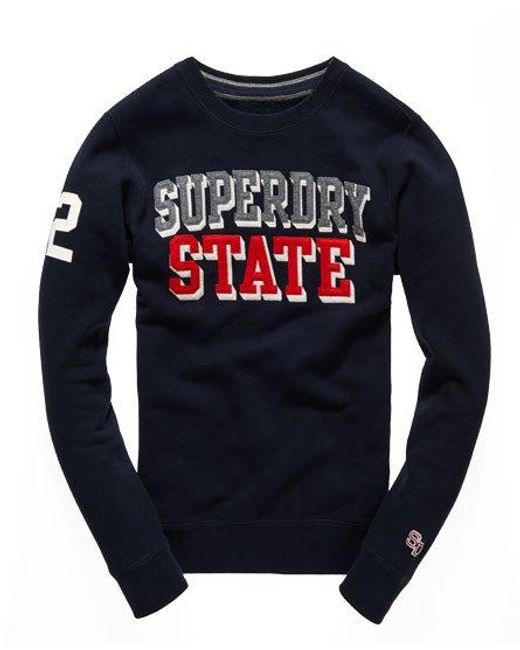 Superdry Blue Core Applique Crew Sweatshirt Eclipse for men