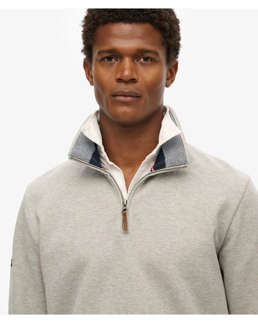 Superdry Gray & Co Core Pique Half Zip Sweatshirt for men