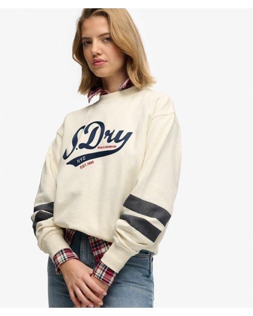 Superdry Natural & Co Varsity Script Loose Crew Sweatshirt