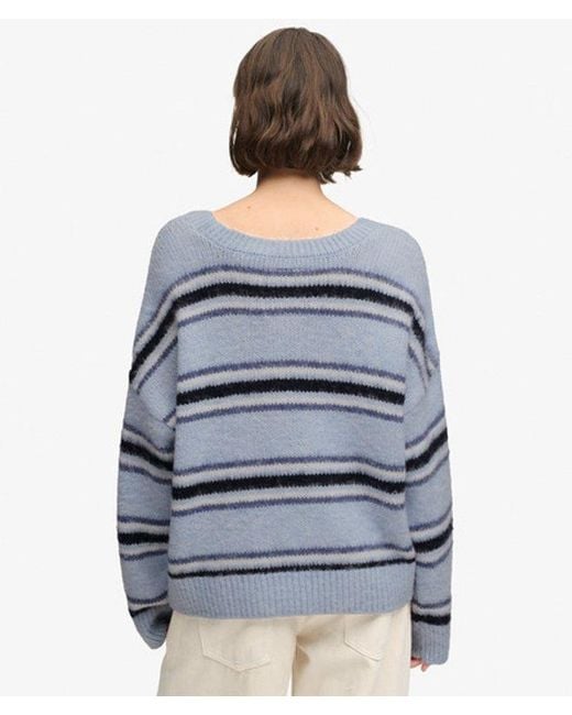 Superdry Blue & Co Slouchy Brushed Stripe Knit Jumper