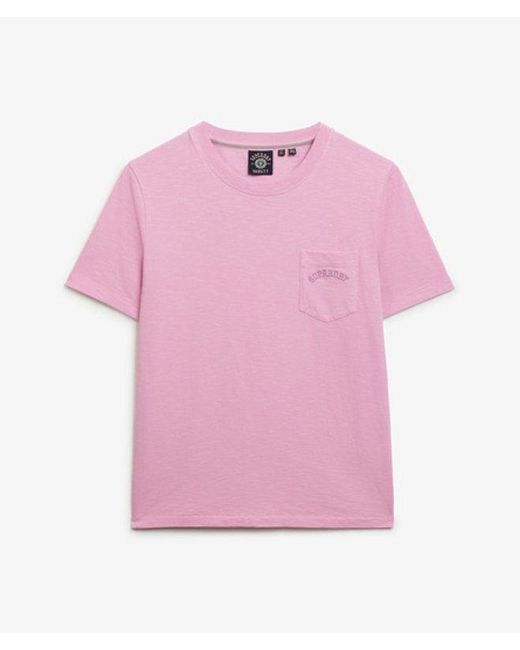 Superdry Pink & Co Essential Logo Garment Dye Pocket T-shirt