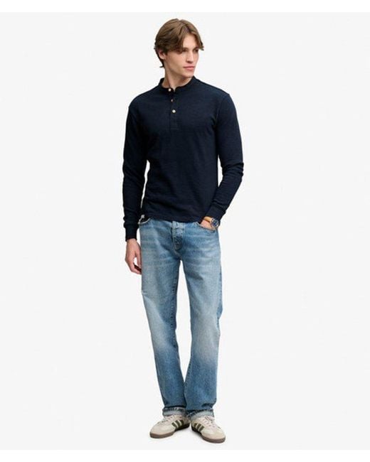 Superdry Blue & Co Woven Placket Grandad Top for men