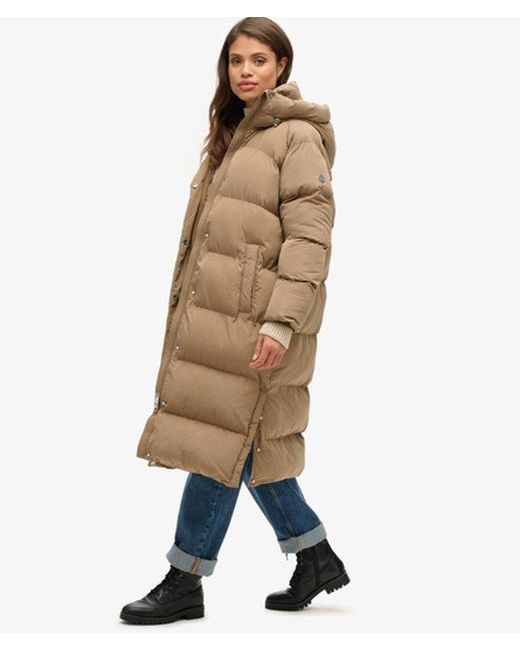 Superdry Natural & Co Classic Long Hooded Puffer Coat