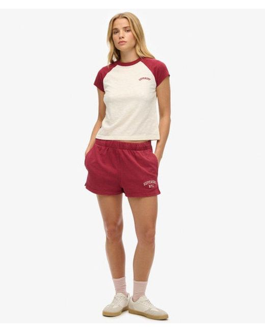 Superdry Red Organic Cotton Essential Logo Raglan T-shirt