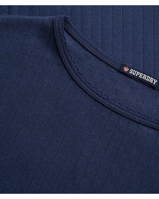 Superdry Blue & Co Athletic Essentials Pointelle Half Sleeve Top