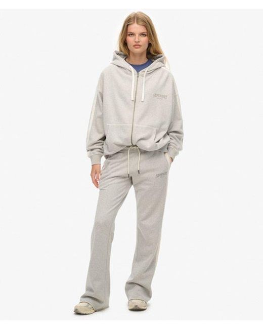 Superdry Athletic joggingbroek Met Wijde Pijpen En Strepen in het Gray