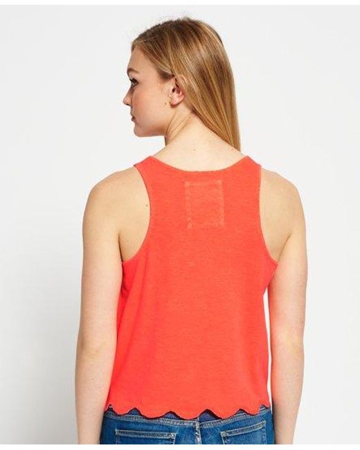 Superdry Orange Beach Broiderie Shell Top Flame Coral