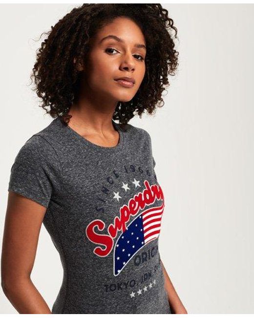 Superdry Gray American Star T-Shirt Charcoal Snow