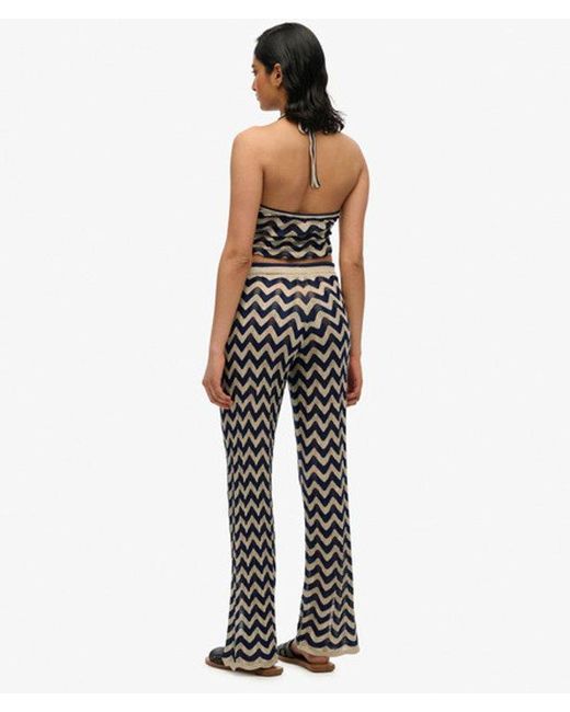 Superdry Blue & Co Zigzag Knit Wide Trousers