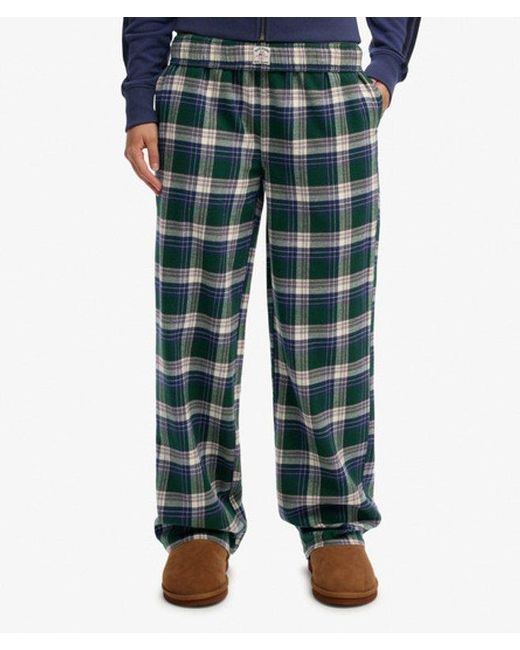Superdry Blue & Co Cotton Check Elastic Trousers