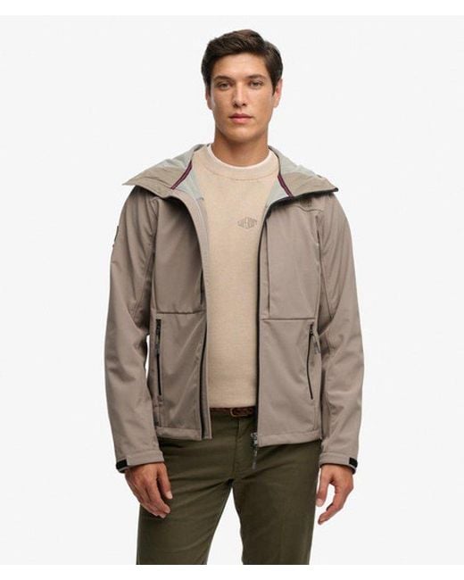Superdry Brown & Co Hooded Softshell Trekker Jacket for men