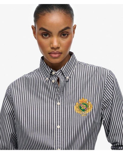 Superdry Blue & Co Slim Crest Poplin Long Sleeve Shirt
