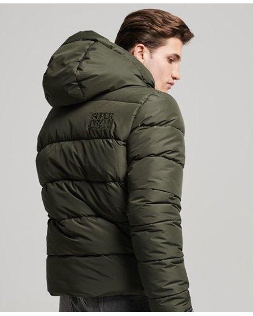 Superdry Green Hooded Sports Puffer Jacket for men