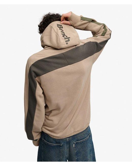 Superdry Brown Bench X & Co Bench Double Zip Hooded Stripe Sweatshirt for men