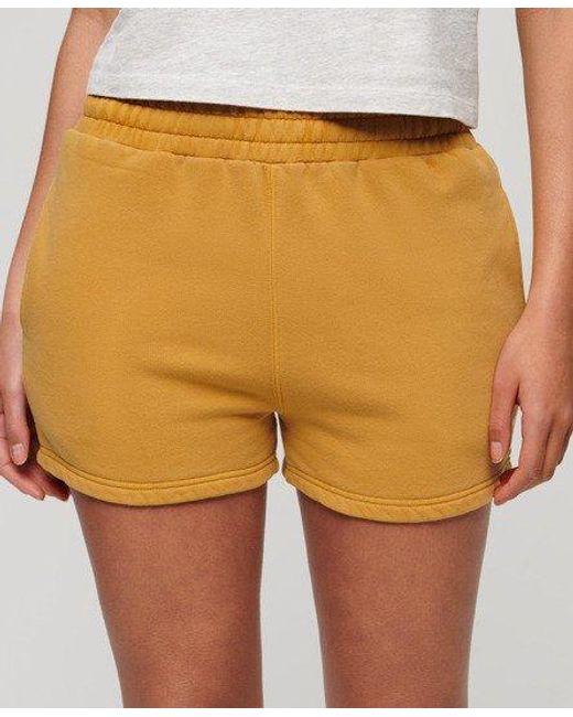 Superdry Yellow Loose Fit Embroidered Vintage Wash Sweat Shorts