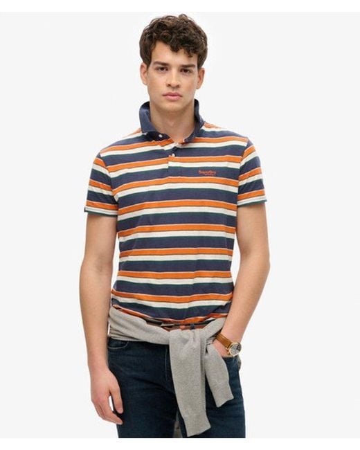 Superdry Gray & Co Lightweight Stripe Jersey Polo Top for men