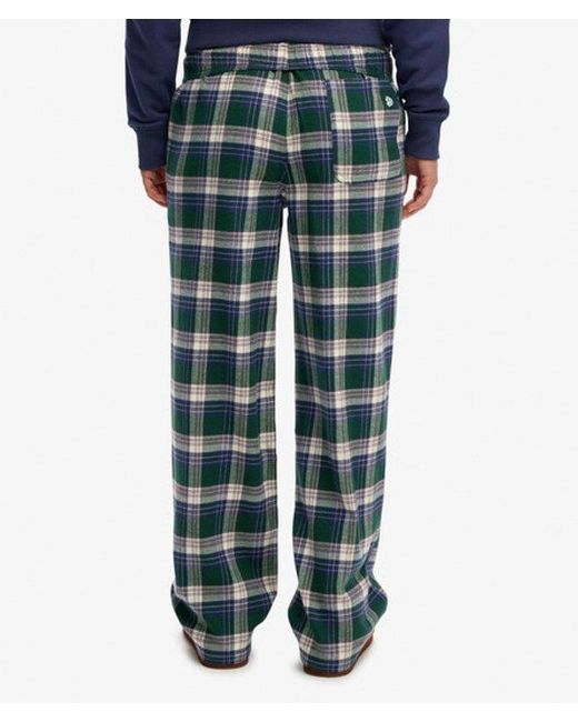 Superdry Blue & Co Cotton Check Elastic Trousers